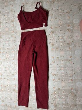 Bombshell Sportswear Maroon Leggings and Top set - Slim Fit